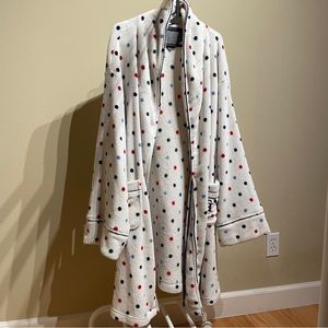 Tommy Hilfiger Lightweight Winter Poka Dot Bath Robe White